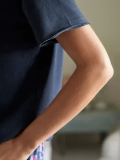 ® Pyjama Shabby Chic by Rachel Ashwell en jersey bleu marine à manches courtes