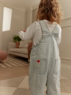 À rayures - Salopette % coton brodée à la fraise 100coton (3mois-7ans)