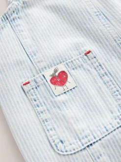 À rayures - Salopette % coton brodée à la fraise 100coton (3mois-7ans)