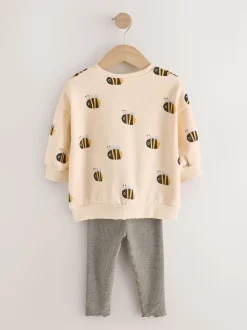 Abeille à rayures crème - Ensemble Sweatshirt et Leggings (3mths-7yrs)