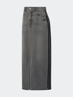 adidas Originals Jupe mi-longue en jean 100% coton à rayures Adicolour 3