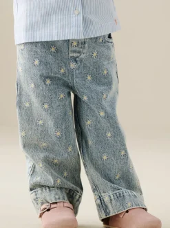 Angel & Rocket Jean Kiki brodé à pâquerettes à jambe large