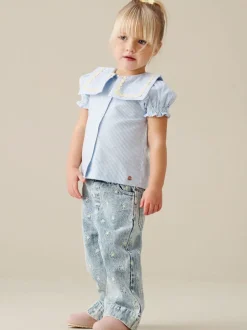 Angel & Rocket Jean Kiki brodé à pâquerettes à jambe large