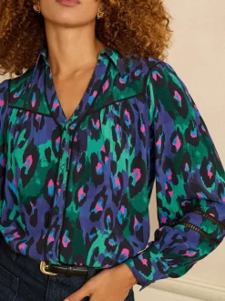 Animal bleu - Chemise Love & Roses à manches longues boutonnée