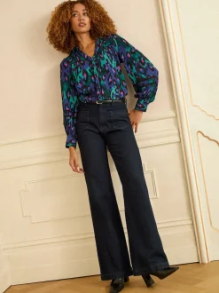 Animal bleu - Chemise Love & Roses à manches longues boutonnée