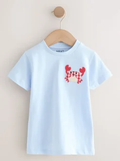 Animal de la mer bleu marine - Lot de 3 t-shirts appliqués à manches courtes (3mois7ans)