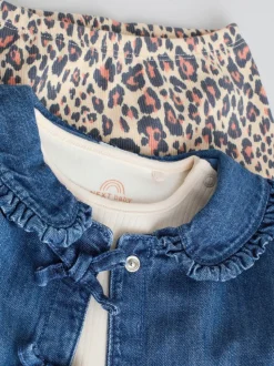 Animal neutre - Ensemble bébé veste en jean, haut et leggings 3 pièces (0mois-2ans)