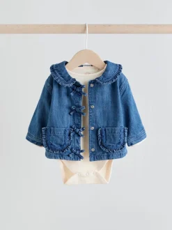 Animal neutre - Ensemble bébé veste en jean, haut et leggings 3 pièces (0mois-2ans)