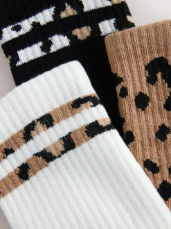 Animal rayé - Chaussettes de sport à semelles coussinées 3 Pack avec soutien de la voûte plantaire
