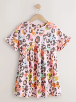 Animal rose - Manches courtes Jersey Robe (3-16yrs)