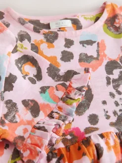 Animal rose - Manches courtes Jersey Robe (3-16yrs)