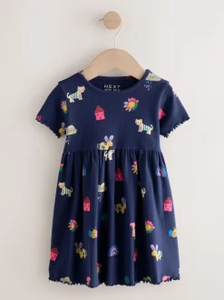 Animaux de la marine - Robe côtelée à manches courtes (3mois7ans)