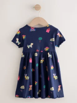 Animaux de la marine - Robe côtelée à manches courtes (3mois7ans)