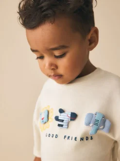 animaux de safari neutres - T-shirt rembourré 3D à manches courtes (3mois7ans)