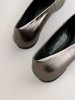 Anthracite - Ballerines Forever Comfort® en cuir à bout carré