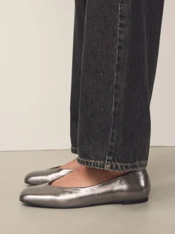 Anthracite - Ballerines Forever Comfort® en cuir à bout carré