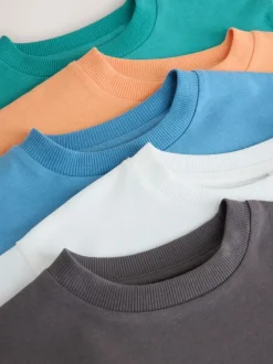 Anthracite/Blanc/Bleu/Orange/Vert - T-shirt Manches courtes 5 Pack (3mois-7ans)