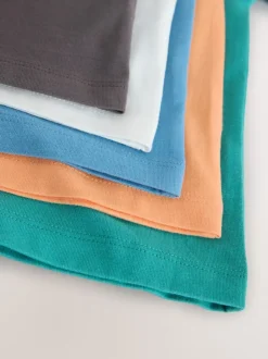 Anthracite/Blanc/Bleu/Orange/Vert - T-shirt Manches courtes 5 Pack (3mois-7ans)