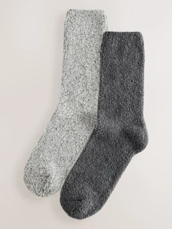 Anthracite/gris clair - Lot de 2 paires de chaussettes moelleuses