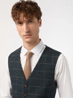 Antique Rogue Dax Bleu canard Herringbone Carreaux Gilet