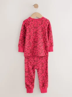 Applique Fleuri Rouge/Rose - Lot de 3 pyjamas Snuggle (9mois-9ans)