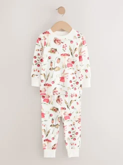 Applique Fleuri Rouge/Rose - Lot de 3 pyjamas Snuggle (9mois-9ans)