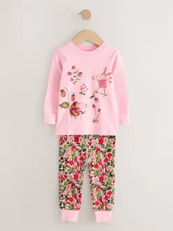 Applique Fleuri Rouge/Rose - Lot de 3 pyjamas Snuggle (9mois-9ans)