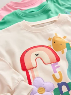 Arc-en-ciel - Hauts à manches longues avec personnages, lot de 3 (3mois-7ans)