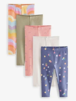 Arc-en-ciel - Lot de 5 leggings côtelés (3mois-7ans)
