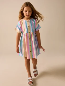 Arc-en-ciel - Robe boutonnée à Manches courtes Rayure (3-16ans)