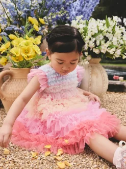 Arc-en-ciel - Robes de fête en maille à volants (3mths-8yrs)