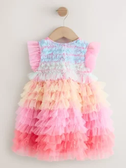 Arc-en-ciel - Robes de fête en maille à volants (3mths-8yrs)