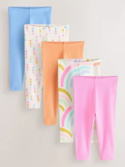 Arc-en-ciel pastel - Lot de 5 leggings côtelés (3mois-7ans)
