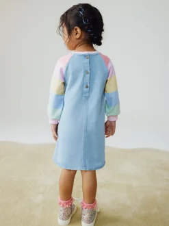 Arc-en-ciel pastel - Robe en jean raglan (3 mois-8 ans)