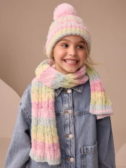Arc-en-ciel rose - Ensemble bonnet et snood (1-13ans)