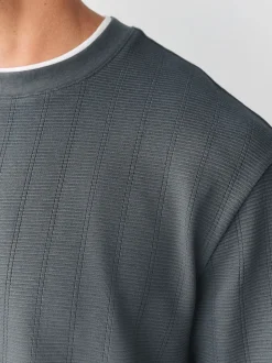 Ardoise Gris - T-shirt à manches longues avec faux col rond