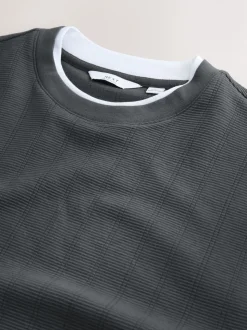 Ardoise Gris - T-shirt à manches longues avec faux col rond