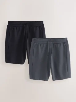Ardoise/bleu marine - Lot de 2 shorts en jersey à poche zippée