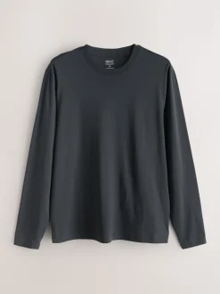 Ardoise/vert/écru/orange/marron - Ajustement régulier - T-shirt à coupe classique à manches longues en coton 100 %, lot de 5