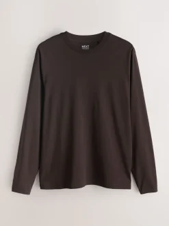 Ardoise/vert/écru/orange/marron - Ajustement régulier - T-shirt à coupe classique à manches longues en coton 100 %, lot de 5