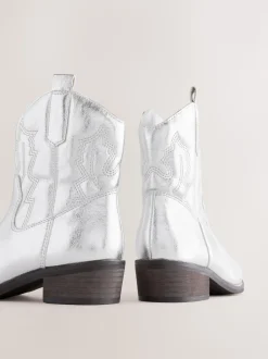 Argent - Bottes de cheville occidentales