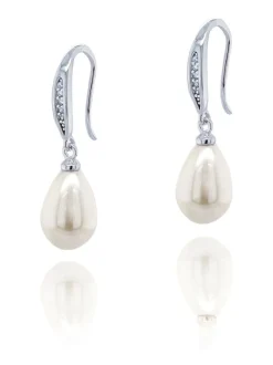 Argent - Ivoire & Co Boucles d’oreilles pendantes en cristal et perles Salford