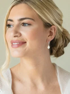 Argent - Ivoire & Co Boucles d’oreilles pendantes en cristal et perles Salford