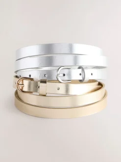 Argenté/doré - Lot de ceintures skinny en PU 2