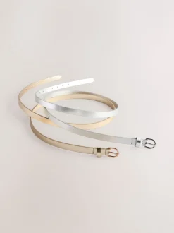 Argenté/doré - Lot de ceintures skinny en PU 2