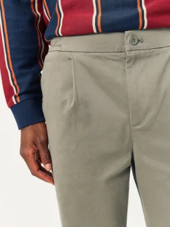 argile - Ajustement droit - Pantalons Chinos extensibles plissés avec taille élastique