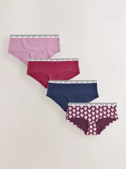 Argyle de marine - Lot de 4 culottes à logo en coton