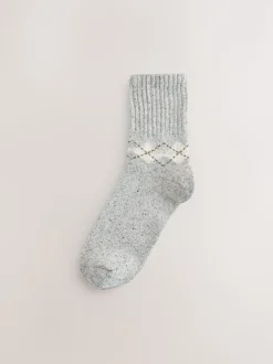 Argyle neutre - Laine thermale Blend Chaussettes de cheville 3 Lot avec soie