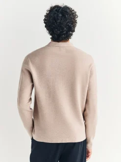 Avoine - Col zippé - Polo N.premium en maille à manches longues haut de gamme à manches longues