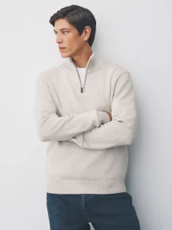 Avoine - Uni - Pull N.Premium Coupe classique 100% Coton Premium à fermeture éclair